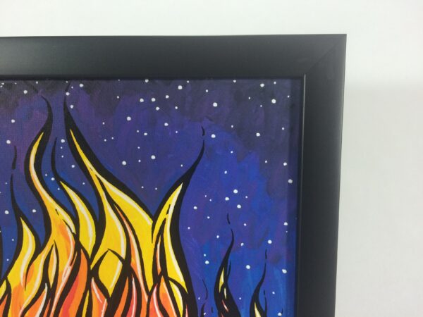 Original Painting Framed Acrylic Canvas 8 x 10 with Black Wood Frame Flames in Space by Mark Bray - Image 2