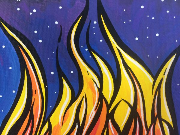 Original Painting Framed Acrylic Canvas 8 x 10 with Black Wood Frame Flames in Space by Mark Bray - Image 5