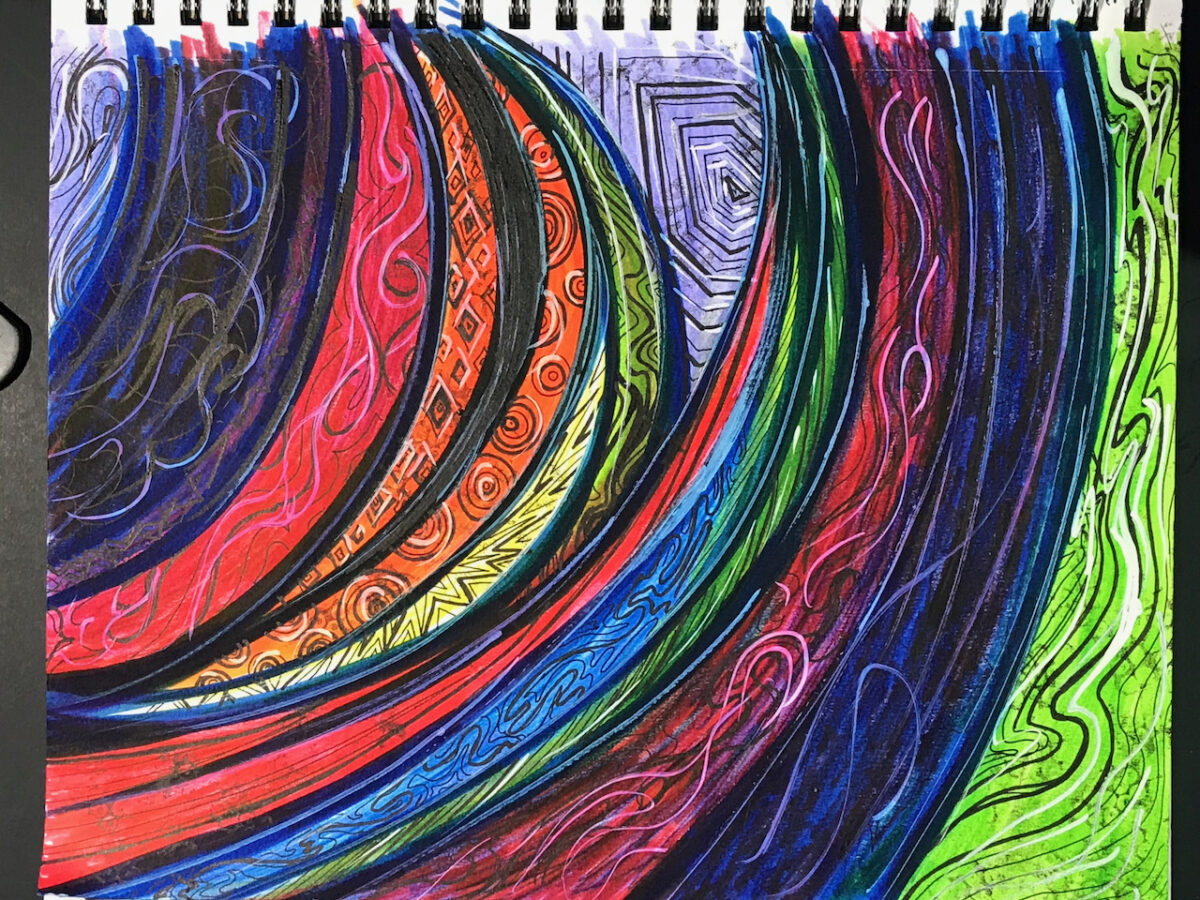 Finished painting rainbows marker drawing by Mark Bray
