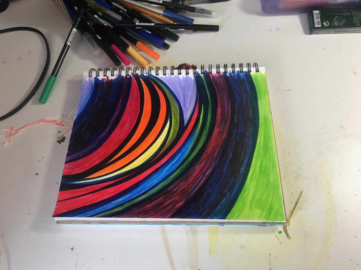 Rainbow Swirls marker art by Mark Bray