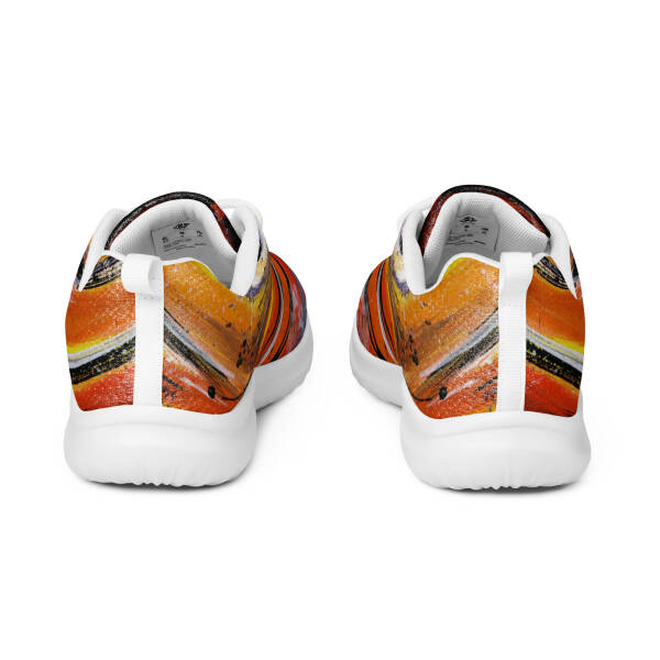 Crystaleyezed Men’s Athletic Shoes Orange and Red Swirl - Image 3
