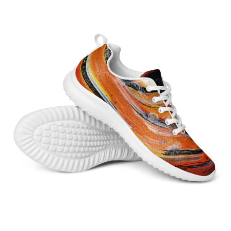 Crystaleyezed Men’s Athletic Shoes Orange and Red Swirl