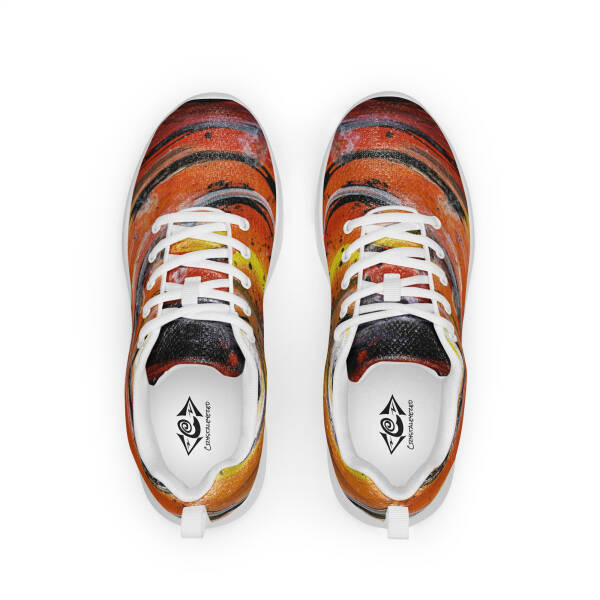 Crystaleyezed Men’s Athletic Shoes Orange and Red Swirl - Image 2