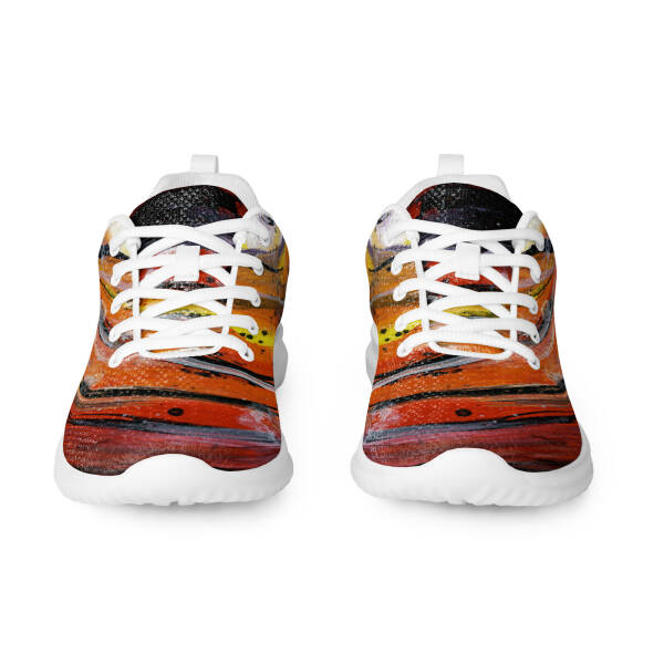 Crystaleyezed Men’s Athletic Shoes Orange and Red Swirl - Image 4