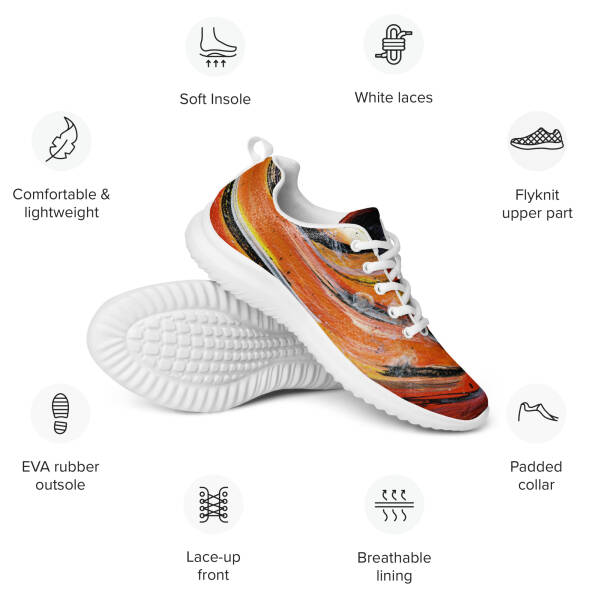Crystaleyezed Men’s Athletic Shoes Orange and Red Swirl - Image 5