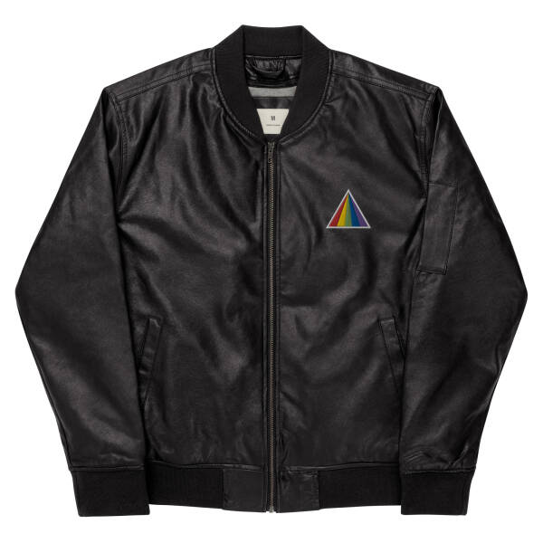Rainbow Pyramid Faux Leather Bomber Jacket - Image 4